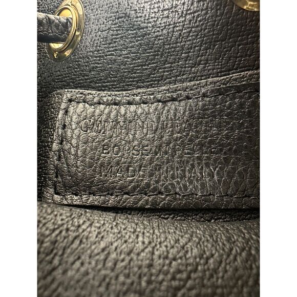 Italian Leather Gold Hardware Mini Drawstring Bucket Bag Satchel Crossbody - Picture 7 of 7